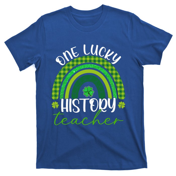 Saint Patricks Day Teacher One Lucky History Teacher Rainbow Gift T-Shirt