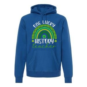 Saint Patricks Day Teacher One Lucky History Teacher Rainbow Gift Premium Hoodie