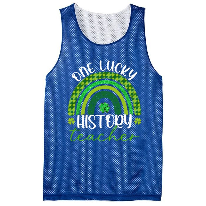 Saint Patricks Day Teacher One Lucky History Teacher Rainbow Gift Mesh Reversible Basketball Jersey Tank