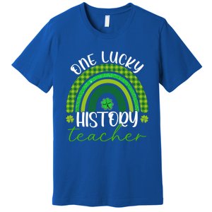 Saint Patricks Day Teacher One Lucky History Teacher Rainbow Gift Premium T-Shirt