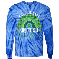 Saint Patricks Day Teacher One Lucky History Teacher Rainbow Gift Tie-Dye Long Sleeve Shirt