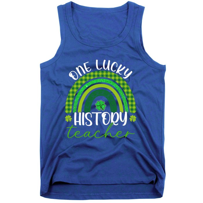 Saint Patricks Day Teacher One Lucky History Teacher Rainbow Gift Tank Top