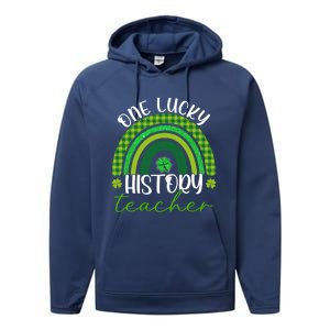 Saint Patricks Day Teacher One Lucky History Teacher Rainbow Gift Performance Fleece Hoodie