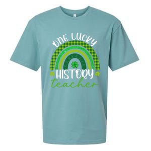 Saint Patricks Day Teacher One Lucky History Teacher Rainbow Gift Sueded Cloud Jersey T-Shirt