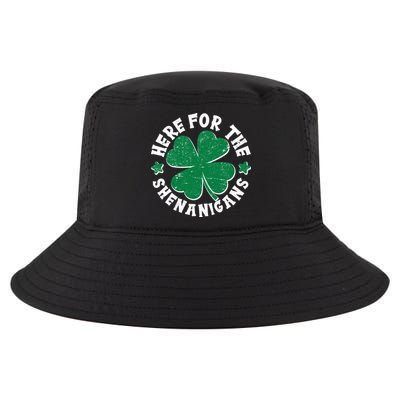 St Patricks Day Here For The Shenanigans Lucky Shamrock Clover Cool Comfort Performance Bucket Hat