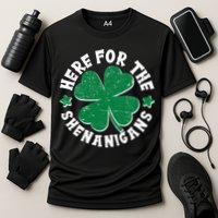 St Patricks Day Here For The Shenanigans Lucky Shamrock Clover Performance Shirt
