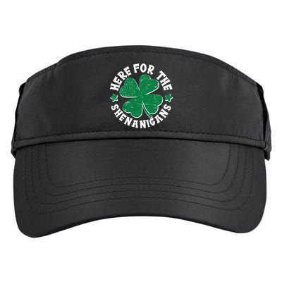 St Patricks Day Here For The Shenanigans Lucky Shamrock Clover Adult Drive Performance Visor