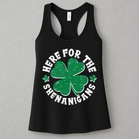 St Patricks Day Here For The Shenanigans Lucky Shamrock Clover Womens Tank Top