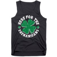 St Patricks Day Here For The Shenanigans Lucky Shamrock Clover Tank Top