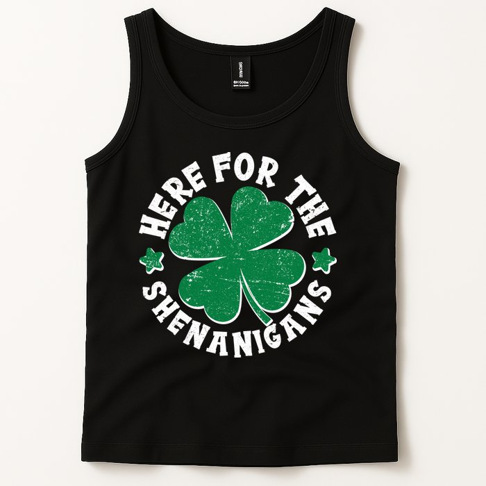 St Patricks Day Here For The Shenanigans Lucky Shamrock Clover Tank Top