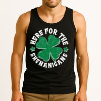 St Patricks Day Here For The Shenanigans Lucky Shamrock Clover Tank Top