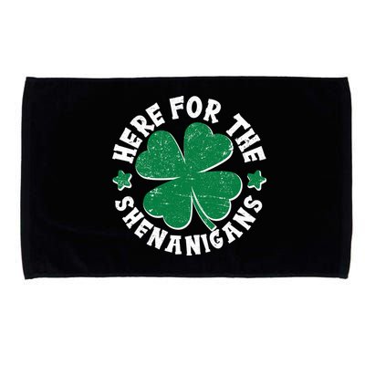 St Patricks Day Here For The Shenanigans Lucky Shamrock Clover Microfiber Hand Towel