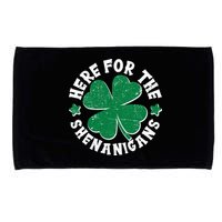 St Patricks Day Here For The Shenanigans Lucky Shamrock Clover Microfiber Hand Towel