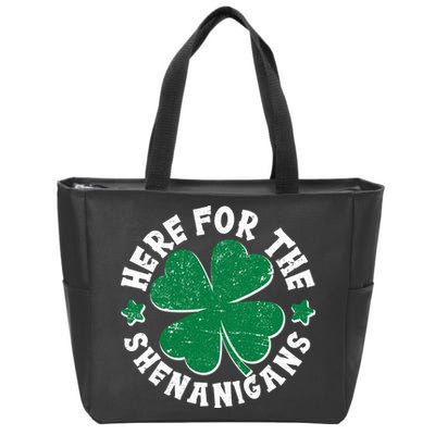 St Patricks Day Here For The Shenanigans Lucky Shamrock Clover Zip Tote Bag