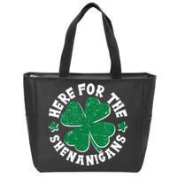 St Patricks Day Here For The Shenanigans Lucky Shamrock Clover Zip Tote Bag