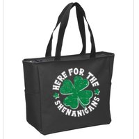 St Patricks Day Here For The Shenanigans Lucky Shamrock Clover Zip Tote Bag
