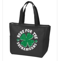 St Patricks Day Here For The Shenanigans Lucky Shamrock Clover Zip Tote Bag