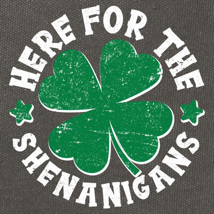 St Patricks Day Here For The Shenanigans Lucky Shamrock Clover Cotton Canvas Backpack