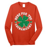 St Patricks Day Here For The Shenanigans Lucky Shamrock Clover Long Sleeve Shirt