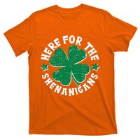 St Patricks Day Here For The Shenanigans Lucky Shamrock Clover T-Shirt