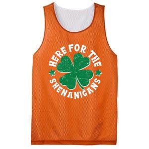 St Patricks Day Here For The Shenanigans Lucky Shamrock Clover Mesh Reversible Basketball Jersey Tank