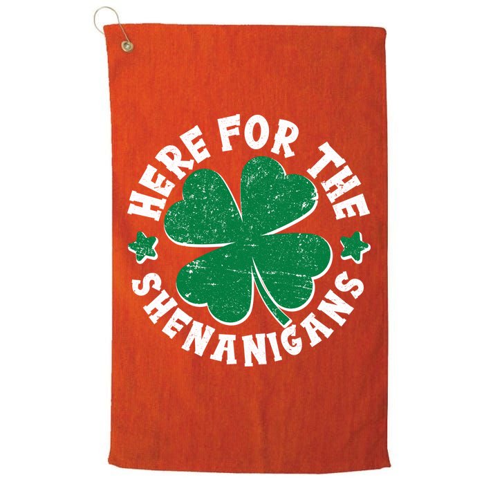 St Patricks Day Here For The Shenanigans Lucky Shamrock Clover Golf Towel