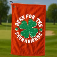 St Patricks Day Here For The Shenanigans Lucky Shamrock Clover Golf Towel