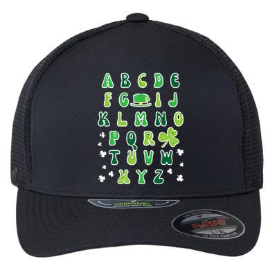 St Patricks Day ABC Alphabet Saint Pattys Paddys Teacher Flexfit Unipanel Trucker Cap