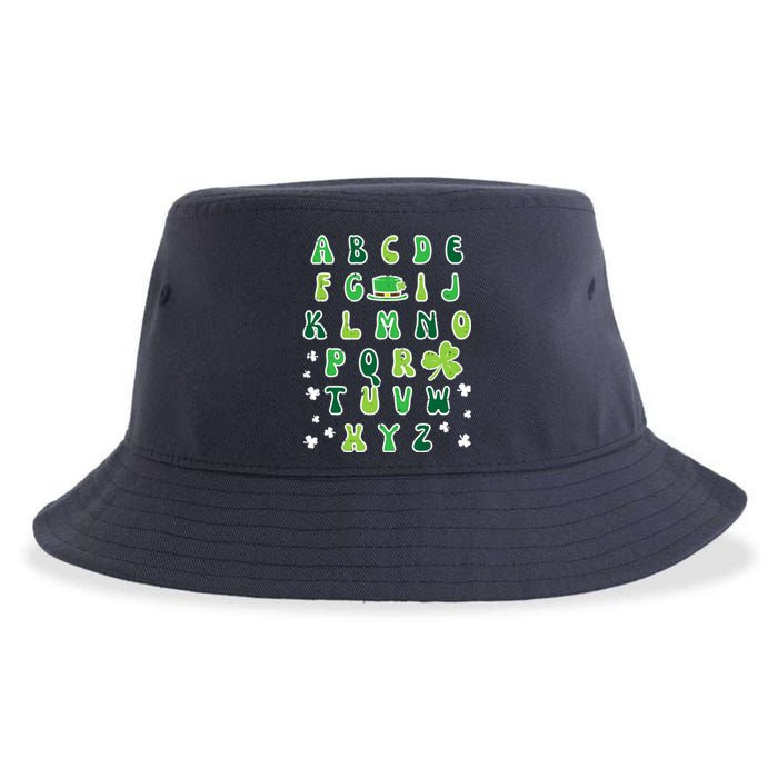 St Patricks Day ABC Alphabet Saint Pattys Paddys Teacher Sustainable Bucket Hat