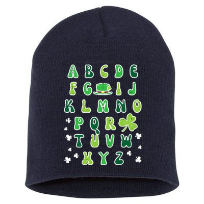 St Patricks Day ABC Alphabet Saint Pattys Paddys Teacher Short Acrylic Beanie