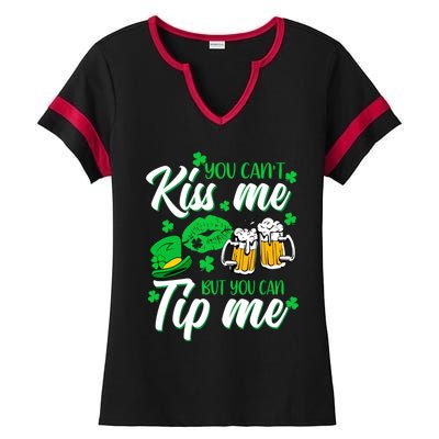 St Patrick's Day Lucky Shamrock Waitress Bartender Waiter Gift Ladies Halftime Notch Neck Tee