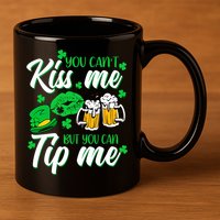St Patrick's Day Lucky Shamrock Waitress Bartender Waiter Gift 11oz C Handle Ceramic Mug