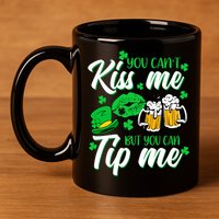 St Patrick's Day Lucky Shamrock Waitress Bartender Waiter Gift 11oz C Handle Ceramic Mug