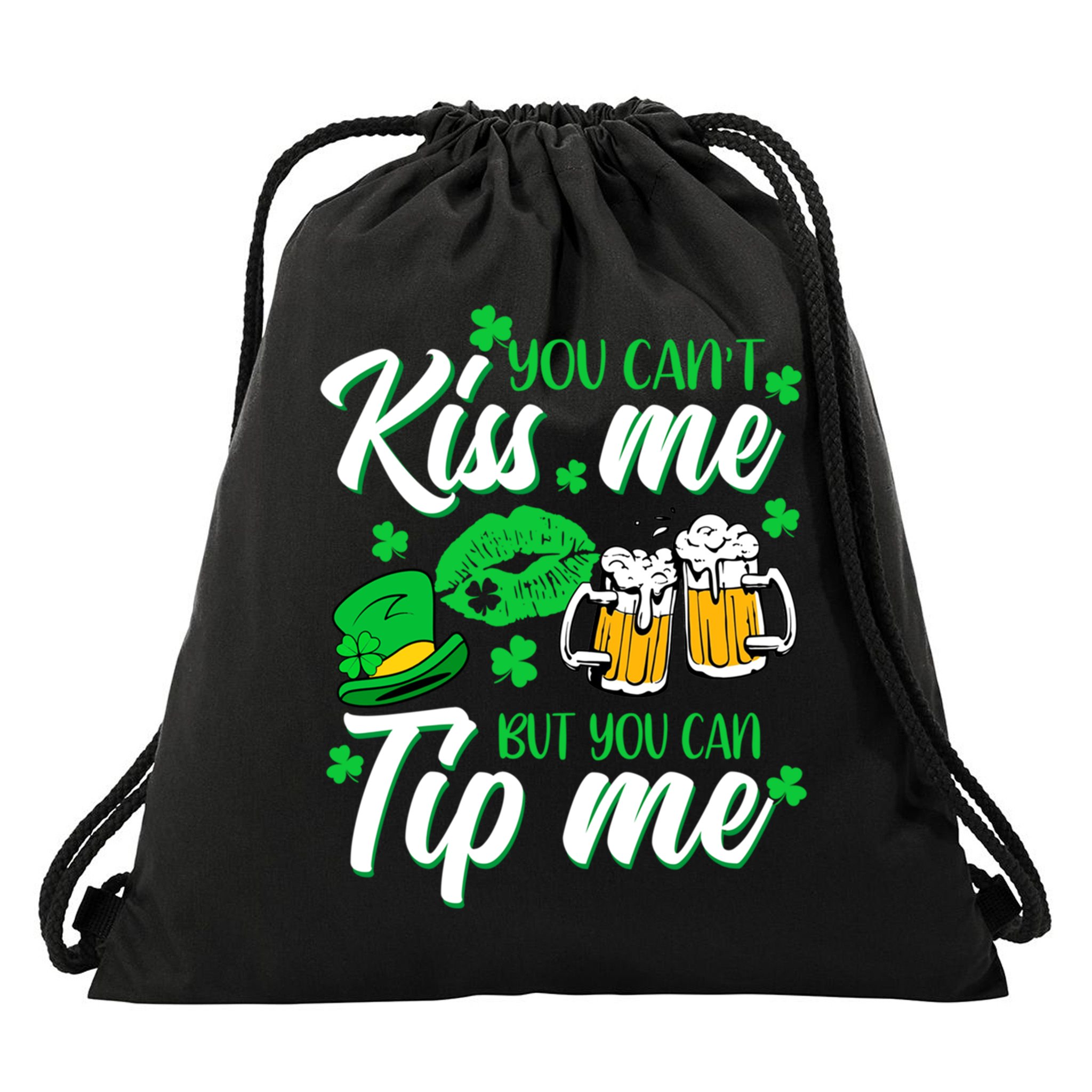 St Patrick's Day Lucky Shamrock Waitress Bartender Waiter Gift Drawstring Bag