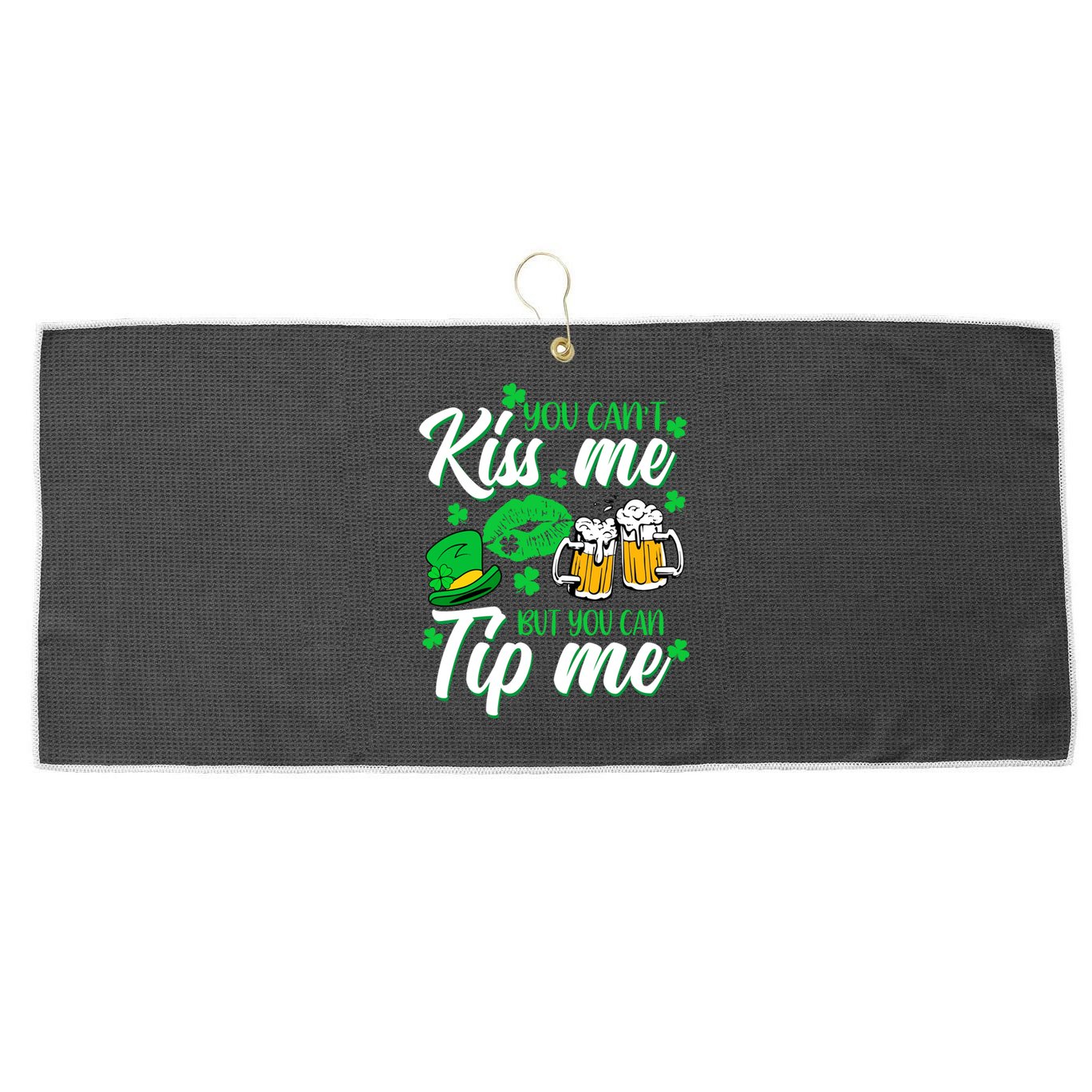 St Patrick's Day Lucky Shamrock Waitress Bartender Waiter Gift Large Microfiber Waffle Golf Towel