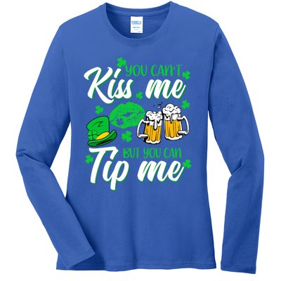 St Patrick's Day Lucky Shamrock Waitress Bartender Waiter Gift Ladies Long Sleeve Shirt