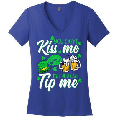 St Patrick's Day Lucky Shamrock Waitress Bartender Waiter Gift Women's V-Neck T-Shirt
