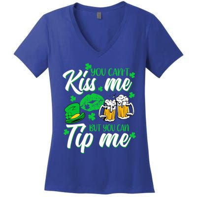 St Patrick's Day Lucky Shamrock Waitress Bartender Waiter Gift Women's V-Neck T-Shirt