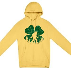 St Patricks Day Bigfoot Sasquatch Irish Clover Premium Pullover Hoodie