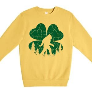 St Patricks Day Bigfoot Sasquatch Irish Clover Premium Crewneck Sweatshirt