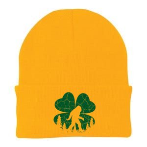 St Patricks Day Bigfoot Sasquatch Irish Clover Knit Cap Winter Beanie