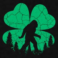 St Patricks Day Bigfoot Sasquatch Irish Clover Ladies PosiCharge Tri-Blend Wicking Tank