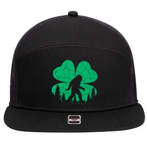 St Patricks Day Bigfoot Sasquatch Irish Clover 7 Panel Mesh Trucker Snapback Hat