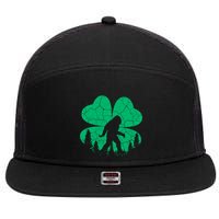 St Patricks Day Bigfoot Sasquatch Irish Clover 7 Panel Mesh Trucker Snapback Hat