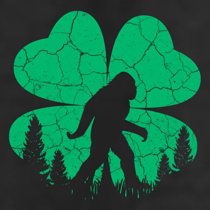 St Patricks Day Bigfoot Sasquatch Irish Clover 7 Panel Mesh Trucker Snapback Hat