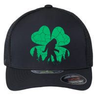 St Patricks Day Bigfoot Sasquatch Irish Clover Flexfit Unipanel Trucker Cap