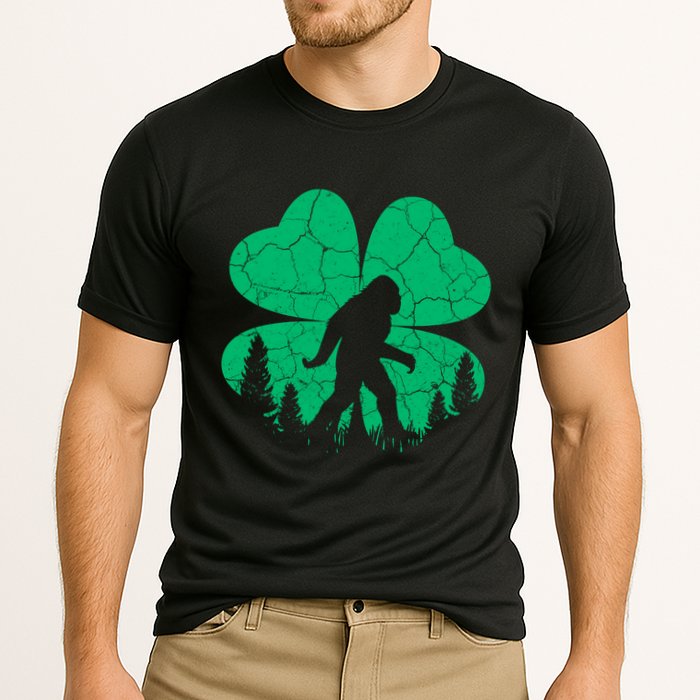 St Patricks Day Bigfoot Sasquatch Irish Clover Cooling Performance Crew T-Shirt
