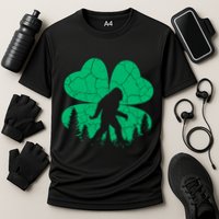 St Patricks Day Bigfoot Sasquatch Irish Clover Cooling Performance Crew T-Shirt