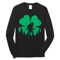 St Patricks Day Bigfoot Sasquatch Irish Clover Long Sleeve Shirt