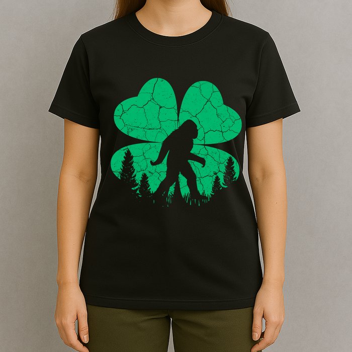 St Patricks Day Bigfoot Sasquatch Irish Clover T-Shirt